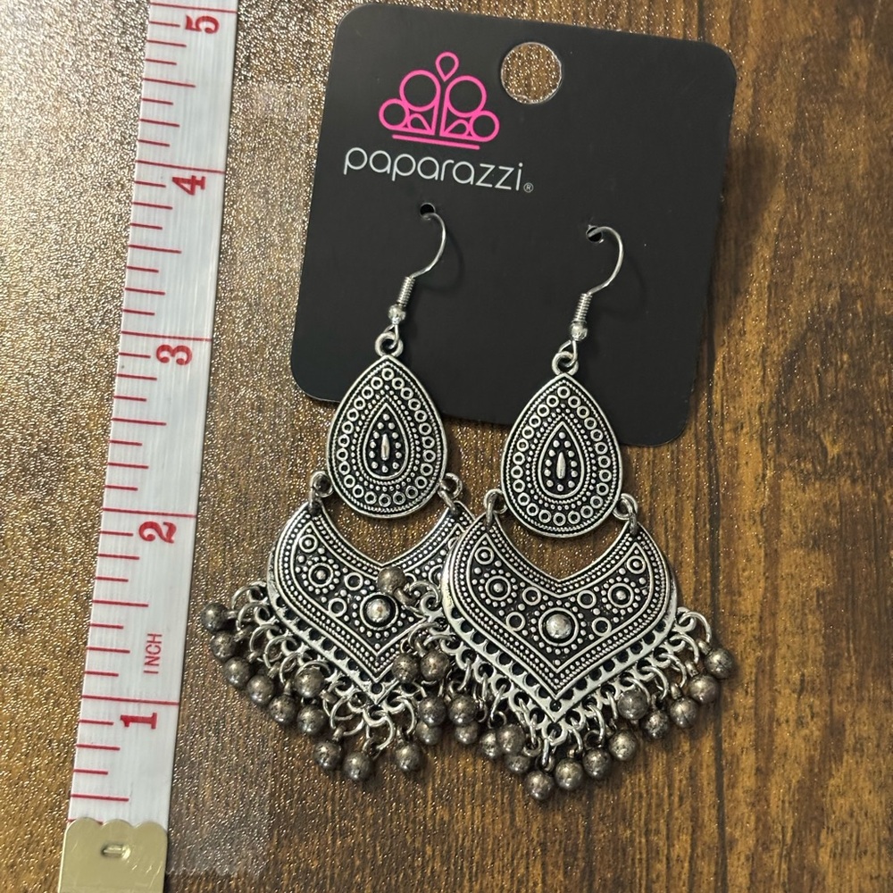 Paparazzi Intricate Silver Chandelier Earrings